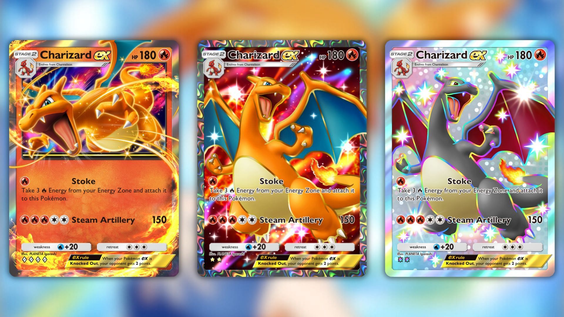 All Charizard ex variants from Shining Revelry (Image via The Pokemon Company)